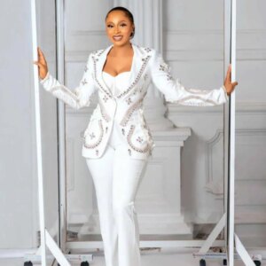 Exquisite Women Pant Suits Crystal Beaded Single Breasted Blazer Ladies Outfit Blazer Mother Of The Bride Dresses 2 Pieces Sets