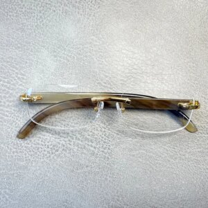 Eyeglass Frames Vintage Rimless Square Classic Handmade Natural Horn Man Glasses Frames Optical Lenses Myopia Eyeglasses