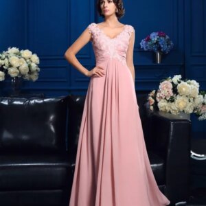 Pink Mother Of The Bride Dresses A-line V-neck Chiffon Appliques Plus Size Long Groom Mother Dresses For Wedding Customized