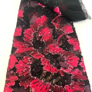 French Tulle Net Lace with Beads and Sequins African Nigerian Pearl Lace Material for Sewing Wedding Party Lace Fabrics