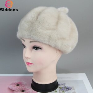 2025 Winter Women’s New Full Mink Mink Soft Beret Pumpkin Hat Fur Bud Hat Korean Fashion Outdoor Warm Women’s Hat