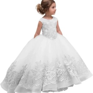 Elegant Flower Girl Dress for Wedding Kids Sleevelesss Lace Pageant Ball Gowns girls party dress  princess dress