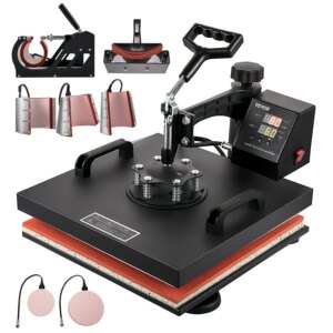 Heat Press Machine 15x15Inch 8pcs 1050W Combo Digital Multifunctional Sublimation Heat Transfer Machine Dual LED Display for T