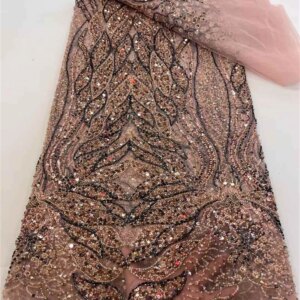 Fashion French Mesh Beaded Embroidery groom Lace Fabric With Sequins African Nigerian Fabric For Wedding Dress Women Sewing