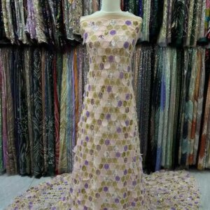 Luxurious African Groom Sequins Lace Fabric with Heavy Beads Embroidery French Tulle for High-End Wedding Dresses