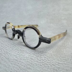 Eyeglass Frames Unique Vintage Round Small Handmade Honey Black Horn Prescription Man Women Glasses Frame Optical Lenses Eyewear