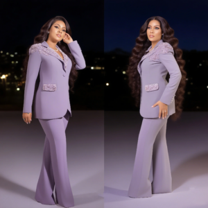 Beaded Women Pants Suits 2 Pieces Plus Size Formal One Button Blazer Customized Wedding Guest Mother Suits Party Prom Outfit