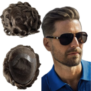 Indian Virgin Human Hair Hairpieces #430 32mm Wave Hollywood Toupee 8×10 Front Lace Unit for White Men