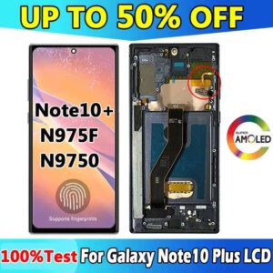 AMOLED for Note10 Plus 5G LCD for Galaxy Note10+ 5G N975F N976F LCD Display Touch Screen with Frame Support S Pen Fingerprints