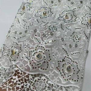 White African chiffon Stones Lace Fabric 2025 High Quality French Nigerian Groom Lace Fabrics For Sewing Dress Wedding Party