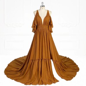 Elastic Waist Boho Beach Photography Gown Side Slit Photo Shoot Dress for Pregnant Lady Pregnancy Shooting Dress YEWEN YW231106