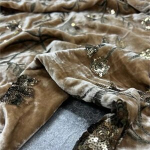 New high-end custom-made heavy industry true silk velvet embroidered piece fabric for Chinese-style top and coat