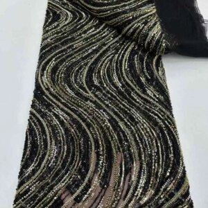 2025 Luxury French Sequins Lace Fabric Tube Beaded African Nigerian Embroidered Tulle Lace Fabrics For Wedding Dresses Sewing