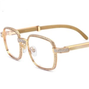 New White Diamond Horn Natural Black Horn Optical Leg Glasses Frame Square Myopia Frame High-end Custom Exquisite UV Protection.