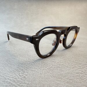 Eyeglass Frames Retro Vintage Rivets Unique Handmade Brown Stripes Horn Prescription Myopia Man Glasses Frames Lenses Eyeglasses