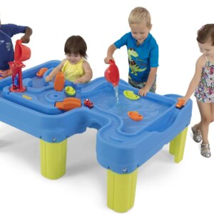 Big River and Roads Water Play Table, Outdoor Activity Table with Track Toys for Toddlers and Kids, 9 Accessories Included, Made
