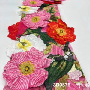 Handmade French Tulle Lace Fabric 2025 High Quality 3D Flower Embroidery African Lace Fabric For Women Dresses