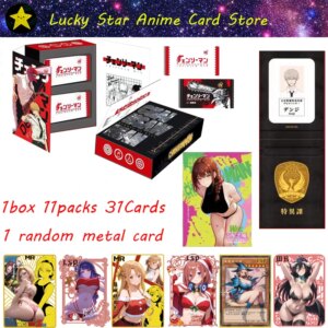Chainsaw Man Collection Cards Hell Hero Denji Makima Rare Metal Card Fold Cards Animation Collection Card Children Toys Gifts