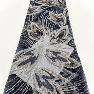 High Quality African Gold Handmade Beaded Lace Fabirc 2025 Sewing sequins Embroidery Nigreian Lace Fabric Women Wedding Dress
