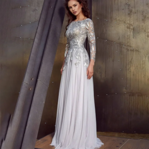 Cheap Lace Backless Mother Of The Bride Dresses Long Sleeves Plus Size Bateau Neck Wedding Floor Length Chiffon Evening Gowns
