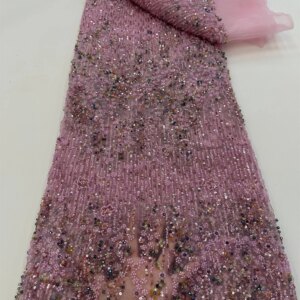 African Luxury Sequins Nigerian Wedding Beaded Lace Fabrics 2025 High Quality Beads Lace French Lace Fabric For Dresses Party