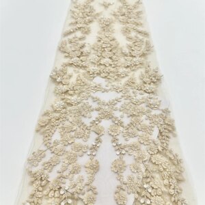 2025 African French Nigerian High End Tulle Lace Fabric With Beads Sequins Mesh for Embroiderg Wedding Party Bride Sewing Dress