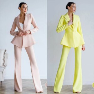 Designer Women Blazer Suits Candy Color V Neck Ladies Wedding Party Prom Outfit Wear Customized 2 Pieces