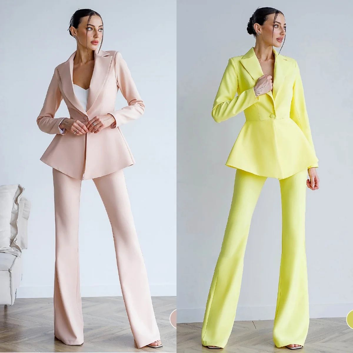 Designer Women Blazer Suits Candy Color V Neck Ladies Wedding Party Prom Outfit Wear Customized 2 Pieces