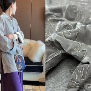 The new product is made of base silver thread embroidered silk velvet fabric for autumn and winter high-end outerwear