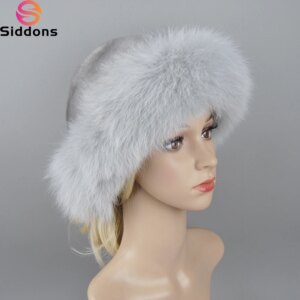 New Style Luxury Women Winter Warm Full Mink Hat Quality Real Fur Hat Natural Warm Fox Fur Cap 100% Genuine Fox Fur Beanies Hats