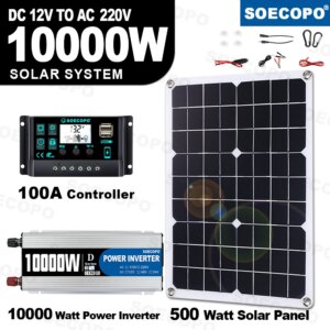 10000W Solar Generator Kit 500W Panel 100A Controller 12V to 220V Off-Grid Inverter for Home/RV Whole House Backup CE Certified