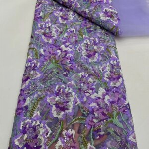New High-End Luxury French Embroidery Heavy Groom Lace Fabric African Nigerian With Sequins Fabric For Wedding