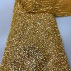 High-end Heavy Beaded Fabric,Latest African Luxury Sequins Groom Embroidery,French Lace Fabric for Sewing Wedding 5 Yards