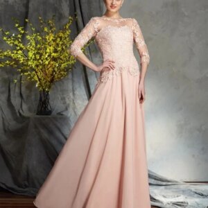 Champagne Mother Of The Bride Dresses A-line 3/4 Sleeves Appliques Plus Size Long Groom Mother Dresses For Wedding Customized