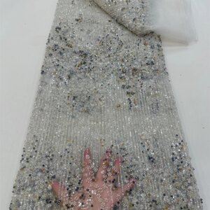 Luxury Nigerian Handmade Beaded Lace Fabric 2025 High Quality Sequins Beaded Embroidery African French Lace Fabric For Dress