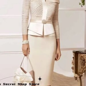 Elegant Boat Neck 3/4  Sleeves Mermaid Mother of the Bride Dress Wedding Guests Evening Prom Satin Appliques Lace Customized