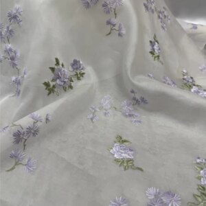 Purple haute couture silk Eugene satin jacquard heavy embroidery fabric sun-protective clothing coat