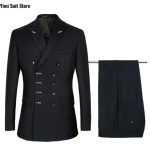 New men’s jacquard sets 2 Pieces Single Breasted Business Formal Office Peaked Lapel Mens Suit Groom Wedding Dress Party Suits