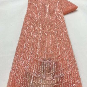 White Pearl Beaded Lace 5 Yards Dubai Lace Fabrics Quality 2024 Navy Blue Beaded Lace Fabric With Sequins For Sewing KB4147