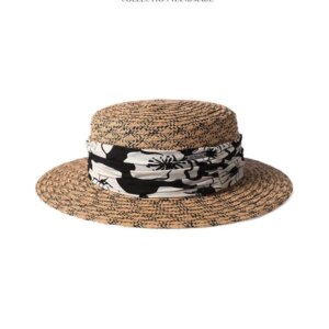 High-luxury handcrafted grass silk vacation style flat-top hats for men and women