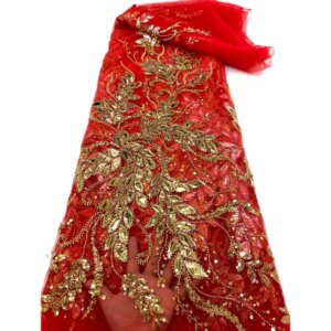 Luxury Korean Mesh Bead Lace Embroidery With Stones Fabric Sew Wedding Evening Dress African 5 Yards High Quality Beades Net