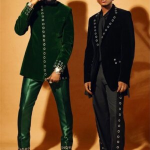 Black Ring Men Suit Set 2 Piece Velvet Blazer+Cotton Pant Trousers Customized Formal Office Jacket Wedding Tuxedos Male Coat