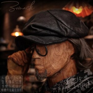 Handmade Amekaji Black Octagonal Beret Women’s Retro Pile Style Duck Ins Fashion Painter Newsboy Korean Men