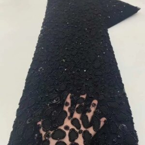 African Sequins Lace Fabric 2025 High Quality French Beaded Luxury Tulle Lace Nigerian Sequins Net Lace Fabric for Wedding Dress