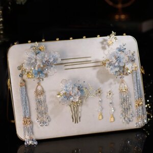 Xiuhe Headdress New Ancient Chinese Clothing Hair Accessories White Moonlight Ancient Style Advanced Exquisite Suit