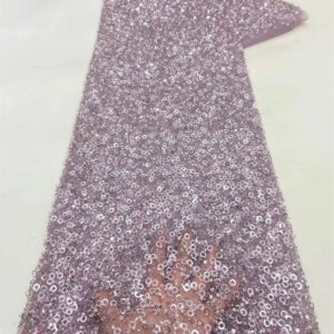 Latest Hot Sale Fashion Africa Lace Fabric High Quality Handmade Embroidery Lace With Beads Sequins Party For Wedding Dress