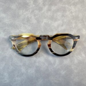 Men’s Glasses Frames Unique Vintage Retro Handmade Honey Black Horn Prescription Reading Eyeglass Frames Lenses Eyeglasses