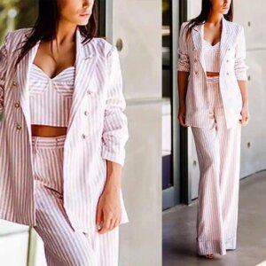 Customized 2 Pieces Women Suits Graceful Stripe Offices Ladies Work Blazers Classic Fit Birthday Evening Party Wear