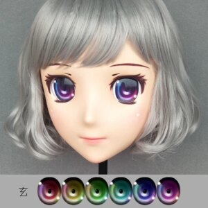 (Jiang01)Female Sweet Girl Resin Half Head Kigurumi Crossdress Cosplay Japanese Anime Role Lolita Doll Mask With Eyes And Wig