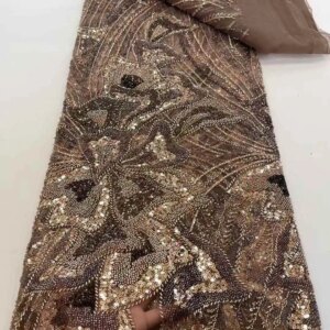 Luxury African Sequins Beaded Lace Fabric 2025 High Quality Groom Nigerian Wedding Bridal Embroidery French Tulle Sewing
